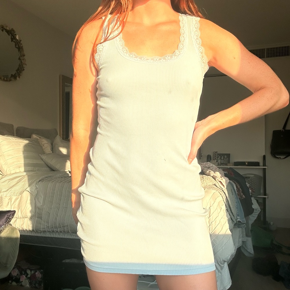 Light blue cotton mini dress